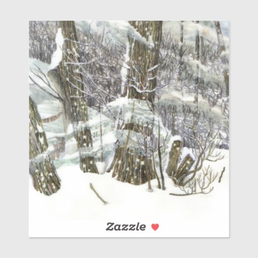 Winter-Aquarellmalerei Aufkleber (Blatt)