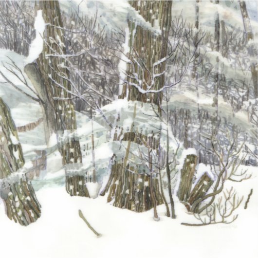 Winter-Aquarellmalerei Aufkleber (Vorderseite)