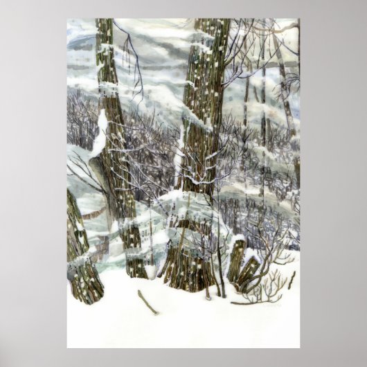 Winter-Aquarellmalerei Poster (Vorne)