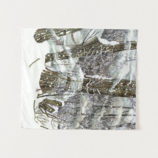 Winter-Aquarellmalerei Wandteppich (Vorderseite (Horizontal))