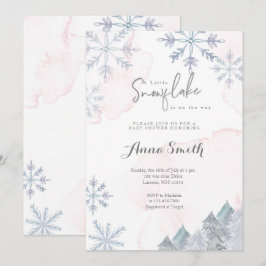 Winter Aquarellpinke Babydusche Einladung