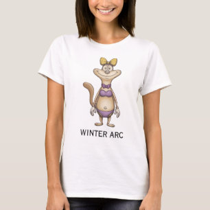 Winter Arc Lustiges Workout-Katzen-Skizzen-T-Shirt T-Shirt