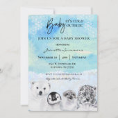 Winter Arctic Animal BabyDusche Es ist kalt drauße Einladung (Vorderseite)