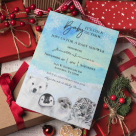 Winter Arctic Animal BabyDusche Es ist kalt drauße Einladung