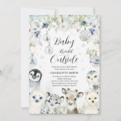 Winter Arctic Animals Baby Dusche Einladung (Vorderseite)