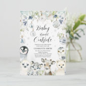 Winter Arctic Animals Baby Dusche Einladung (Stehend Vorderseite)