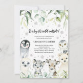 Winter Arctic Animals Baby Dusche Einladung (Vorderseite)
