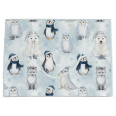 Winter Arctic Animals Cute Penguin & Polar Bear Große Geschenktüte (Vorderseite)