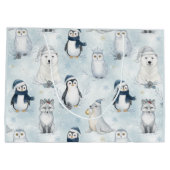 Winter Arctic Animals Cute Penguin & Polar Bear Große Geschenktüte (Rückseite)