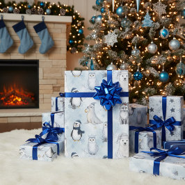 Winter Arctic Animals Cute Polar Animals Christmas Geschenkpapier