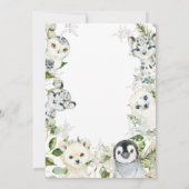 Winter Arctic Animals Snowflakes Babydusche Einladung (Rückseite)