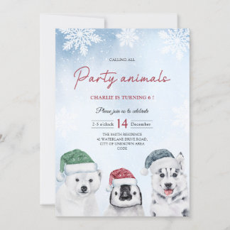 Winter Arctic Party Tiere Kindergeburtstag Einladung