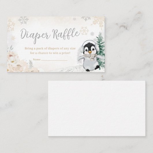 Winter Arctic Pinguin Baby Dusche Windelwanne Raff Begleitkarte (Vorne/Hinten)