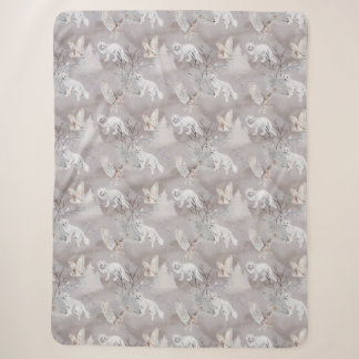 Winter-Arktis-Fuchs-Schneeeule-Nördliche-Wildtiere Sherpadecke