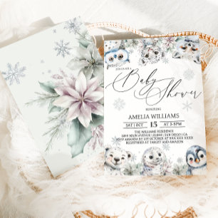 Winter-Arktis-Tiere Baby Shower Einladung