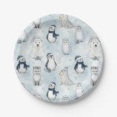 Winter-Arktis-Tiere Süßer Pinguin & Eisbär Pappteller (Vorderseite)