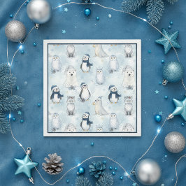 Winter-Arktis-Tiere Süßer Pinguin & Eisbär Serviette