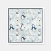 Winter-Arktis-Tiere Süßer Pinguin & Eisbär Serviette (Vorderseite)