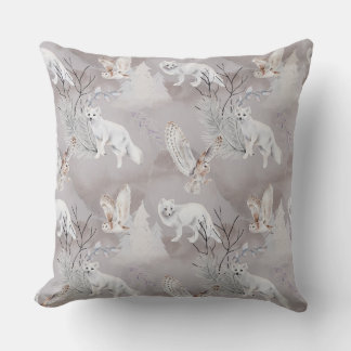 Winter Arktische Fox Snowy Owl Nord Wildlife Kissen