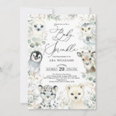 Winter Arktische Tiere Geschlecht Neutral Baby Spr Einladung (Vorderseite)