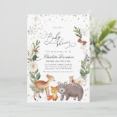 Winter Arktische Tiere Geschlechtsneutrale Babydus Einladung (Stehend Vorderseite)