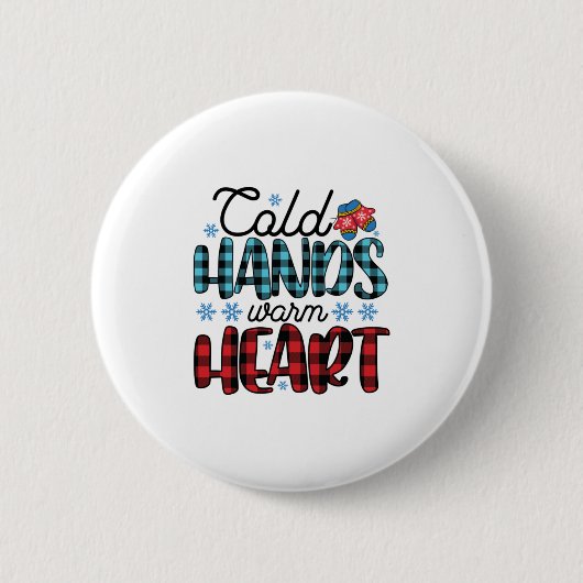 Winter Art Cold Hands Warmes Herz Button (Vorderseite)