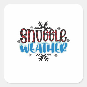 Winter Art Snuggle Wetter Quadratischer Aufkleber