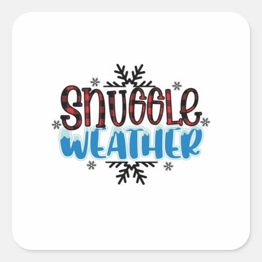 Winter Art Snuggle Wetter Quadratischer Aufkleber (Vorderseite)