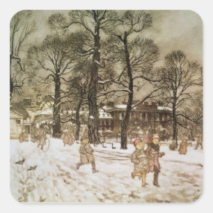 Winter Arthurs Rackham   in Kensington-Gärten von Quadratischer Aufkleber