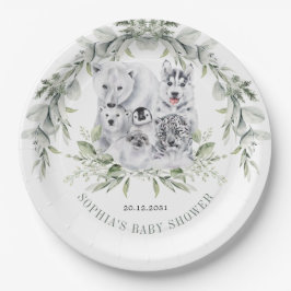 Winter Artic Animals Holiday Baby Dusche Pappteller