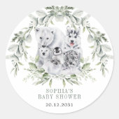 Winter Artic Animals Holiday Baby Dusche Runder Aufkleber (Vorderseite)