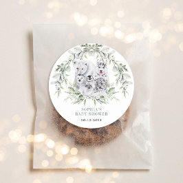 Winter Artic Animals Holiday Baby Dusche Runder Aufkleber