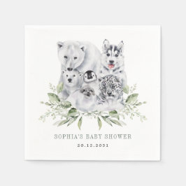 Winter Artic Animals Holiday Party Baby Dusche Serviette