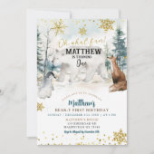 Winter Artic Polar Bären Eins Geburtstag Einladung (Vorderseite)