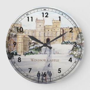 Winter at Windsor Castle Landscape Painting Große Wanduhr