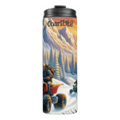 Winter ATV: Snowy Mountain Sunset Ride Thermosbecher (Vorderseite)