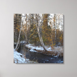 Winter auf Chester Creek Stretched Canvas Print Leinwanddruck