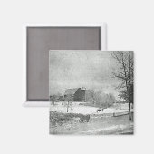 Winter auf dem Bauernhof Magnet (Vorderseite/Rückseite)