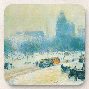 Winter auf dem Gewerkschaft Square von Frederick C Getränkeuntersetzer