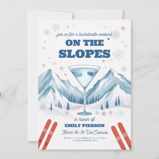 Winter auf den Pisten Junggeselinnen-Abschied Woch Einladung (Vorderseite)