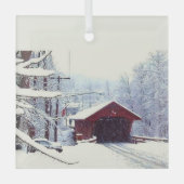 WINTER AUF DER ÜBERDECKTEN BRÜCKE ORNAMENT AUS GLAS (Vorderseite)