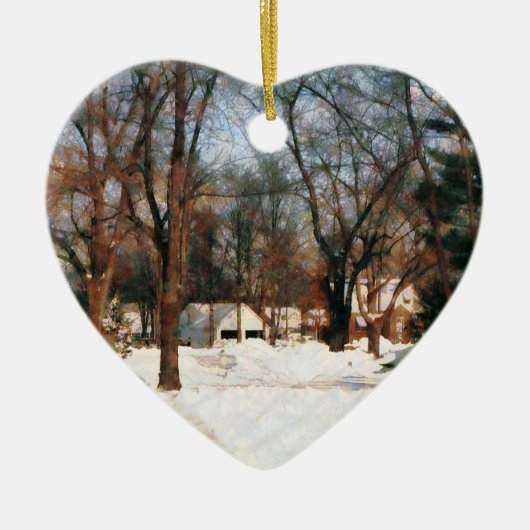 Winter auf meiner Straße Keramikornament (Vorne)