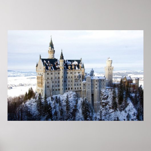 Winter auf Schloss Neuschwanstein, Deutschland Bay Poster (Vorne)