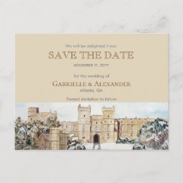 Winter auf Schloss Windsor Hochzeit retten Datum Ankündigungspostkarte