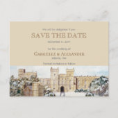 Winter auf Schloss Windsor Hochzeit retten Datum Ankündigungspostkarte (Vorderseite)