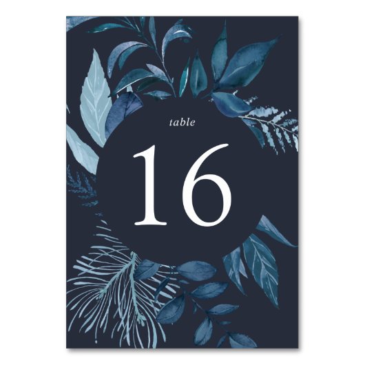 Winter Azure | Blau Botanisch Tischnummer (Vorderseite)