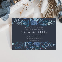 Winter Azure | Blaue Botanische Hochzeit Einladung