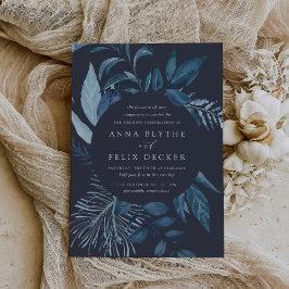 Winter Azure Blue Botanical Wedding Einladung
