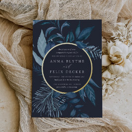 Winter Azure Blue Botanical Wedding Folieneinladung