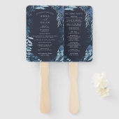 Winter Azure Blue Botanical Wedding Program Fächer (Vorne und Hinten)